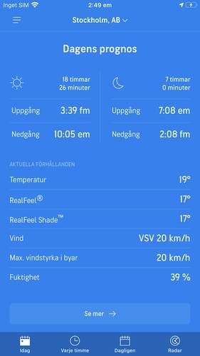 Accuweather väderapp